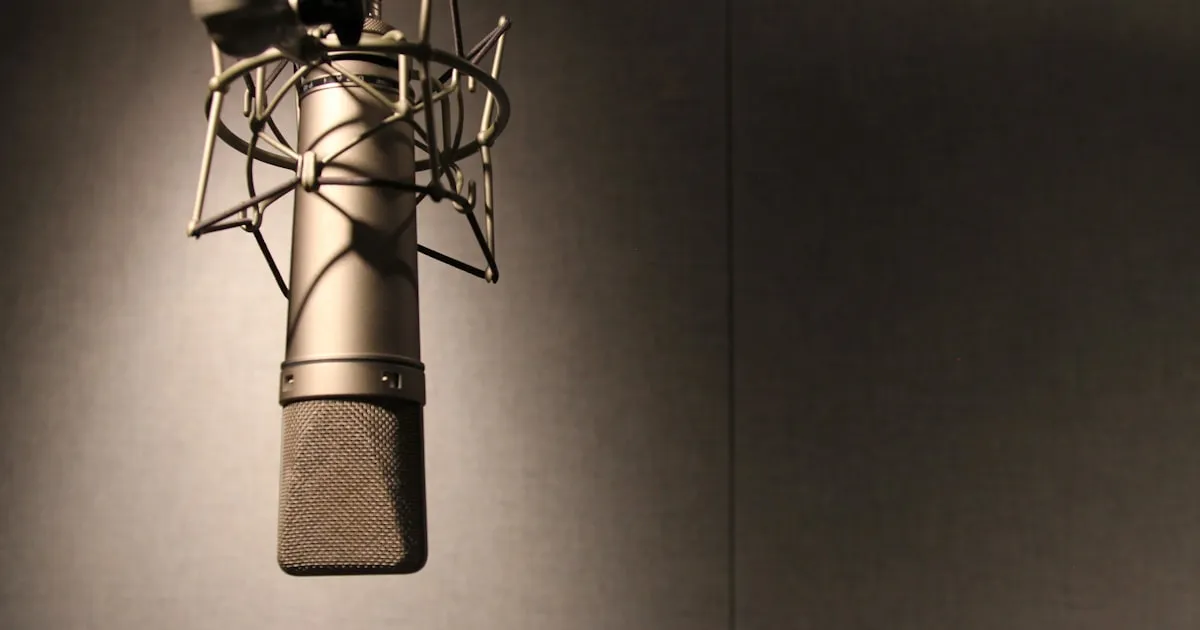 Podcast microphone in a recording studio setup